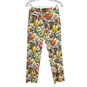 Drew Angelica Womens Floral Printed Pants Cropped Kick Flare Straight Leg size 0